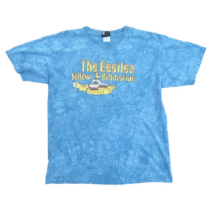 Vintage Y2K Liquid Blue The Beatles Yellow Submarine Tie Dye T-shirt Large